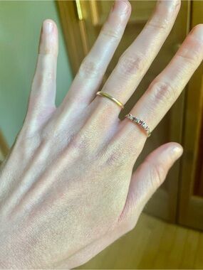 10K Yellow Gold, Diamond and Ruby Stacking Ring